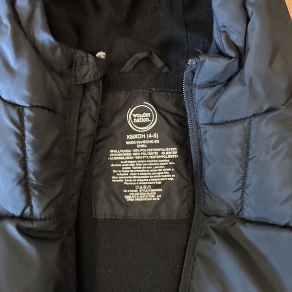 Wonder Nation Toddler Boys/Girls Unisex Black Puffer Jacket Size XS(4-5) - Picture 2 of 4